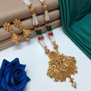 Ram Darbaar Green Antique Gold Plated Set